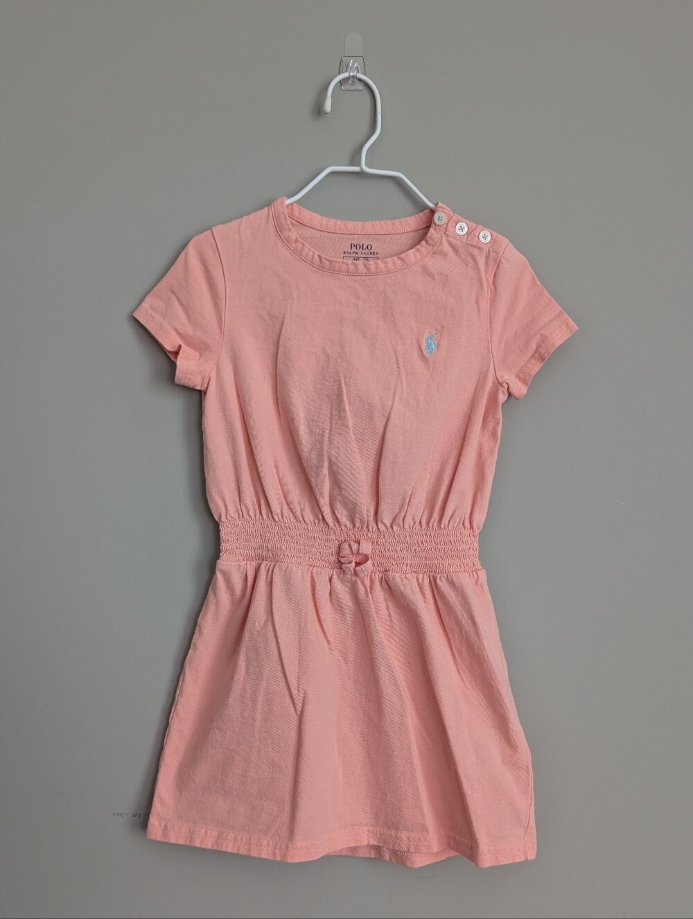Polo by Ralph Lauren Girls Peach Short Sleeve Dress Size 4